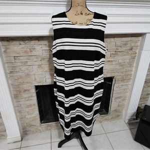 Calvin‎ Klein black and white striped Sleeveless Sheath Dress plus size 20 2X